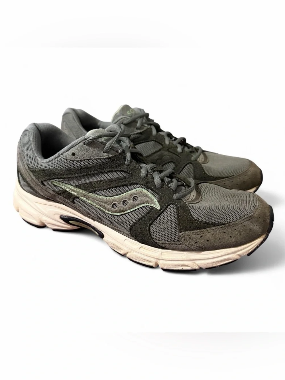 Men Saucony Grid Ride Millennium Olive Off White Shoes Size 10.5 No Box